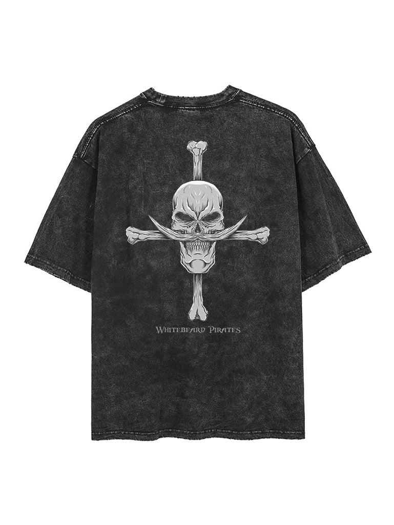 Discover Distinctive Style: Teasearch3d's Acid Washed Shirt Line 39 Whitebeard Pirates 2-Sided Vintage Tee